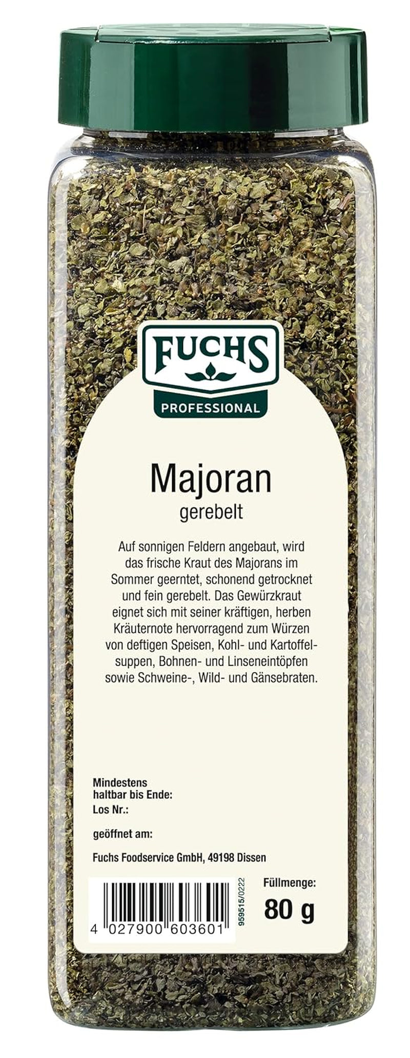 - Marjoram gerebelt | Mit praktischem Streuaufsatz | Zum Verfeinern von Bohnen- und Linseneintöpfen | 80 g im großen Streuer
