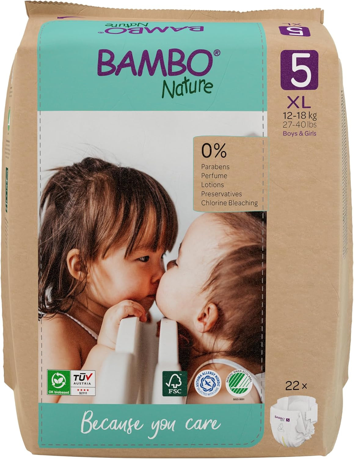 Bambo Nature Baby Diapers, Size 1 (2-4 kg), 132 Count Monthly Box | Premium Diapers with Enhanced Leak Protection | Ultimate comfort and freedom for newborns | Dermatologically tested diapers