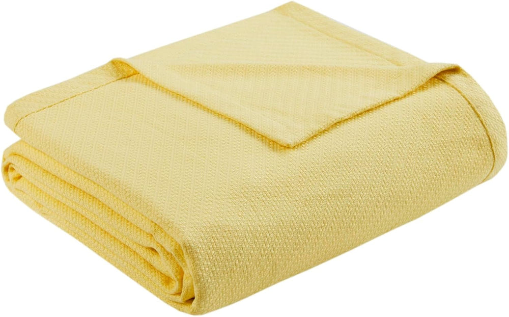 Madison Park Luxury Liquid Cotton High Quality Soft Comfortable 100% Ringspun Cotton Blanket for Bed Couch or Couch Blush Full/Queen Naty Shop Duvets and Comforters Yellow King
