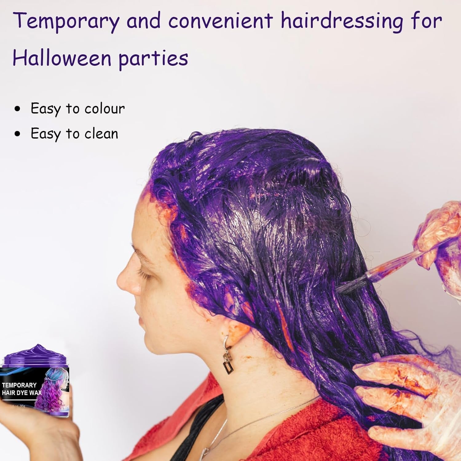 Vopsea de păr temporară de Halloween 4 culori, ceară de culoare pentru păr, Styling Hair Tone pentru bărbați femei, pentru Halloween Cosplay Party Vopsea pentru par Naty Shop