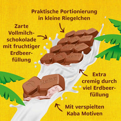 Kaba Milk Chocolate with Strawberry Cream, Filled Chocolate Bar, 90g Bar, Melt-in-your-Mouth Chocolate with Strawberry Fruity Cream and Kaba Original Flavor (Pack of 2)