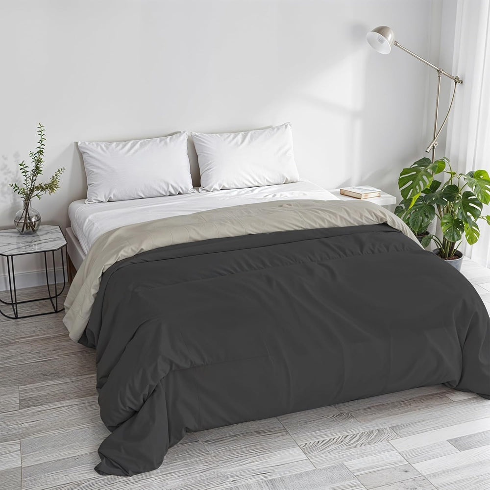 Basic winter quilt, plain and lined, dark green / cream, 200X245Cm Quilts and quilts Naty Shop Dark grey/light gray 250X245Cm