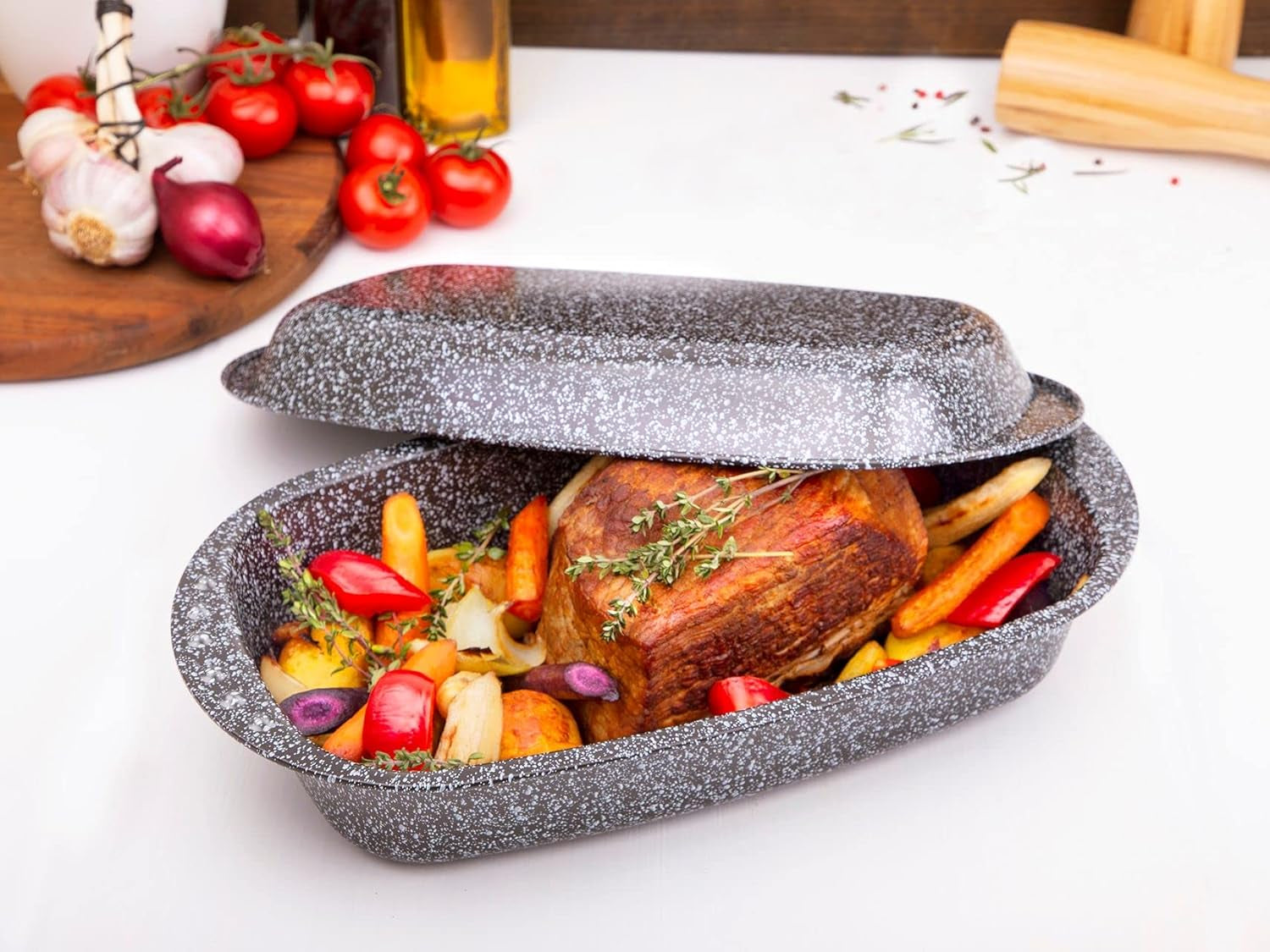 C|H|G Brotback- Und Bratenform Mit Deckel "Granito", Skandia Xtreme Plus: 4-Fach Antihaftbeschichtung in Granitoptik, 37 X 20 X 7 Cm, Made in Germany Molds and trays for baking Naty Shop