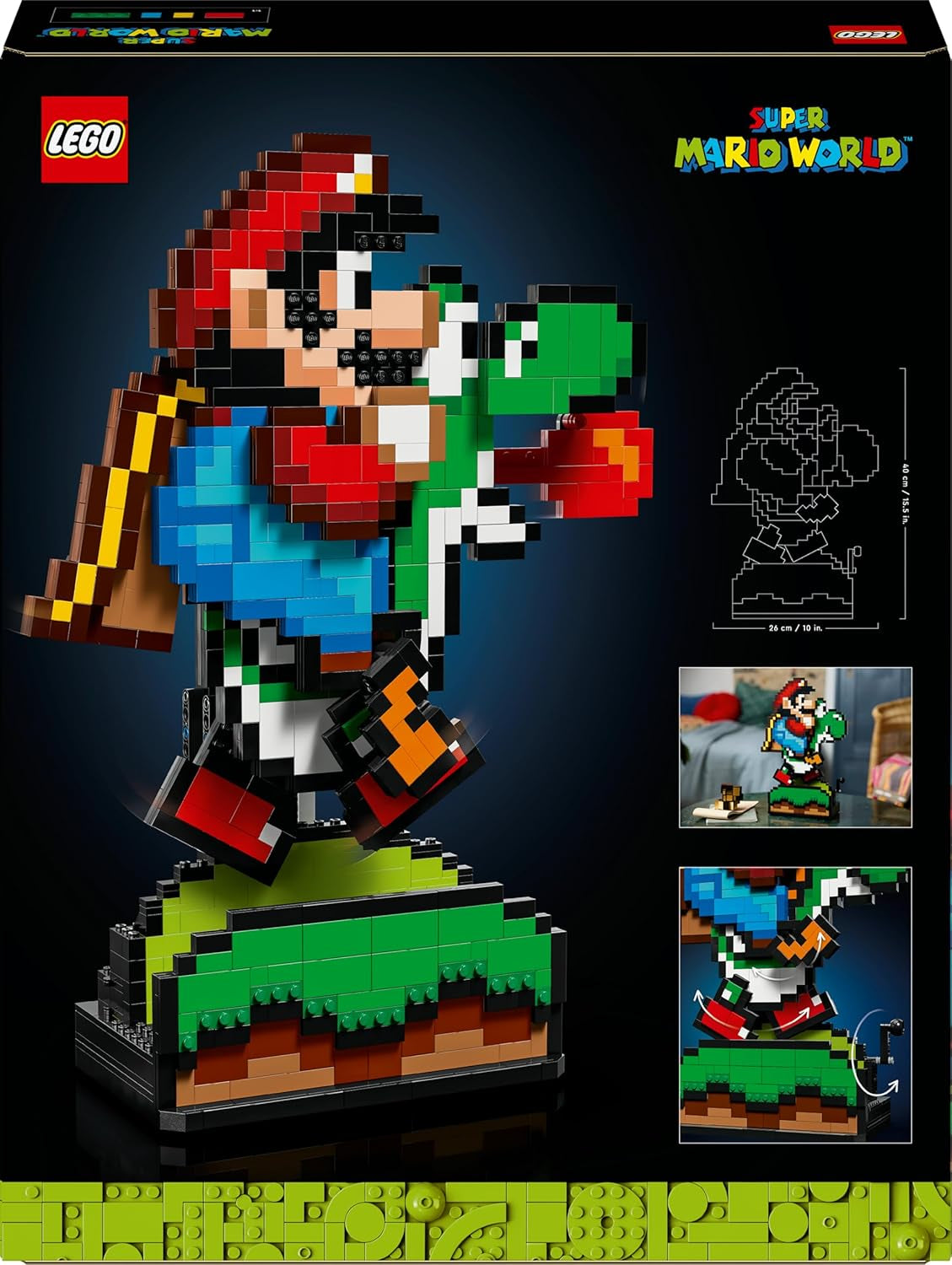 LEGO Super Mario World: Mario & Yoshi Nintendo Set zum Sammeln, pixelige Figuren, Modell zum Bauen und Exstellen, Wohn-Deko und Sammlerstück, Modellbausatz und Geschenk für Erwachsene Fans 71438