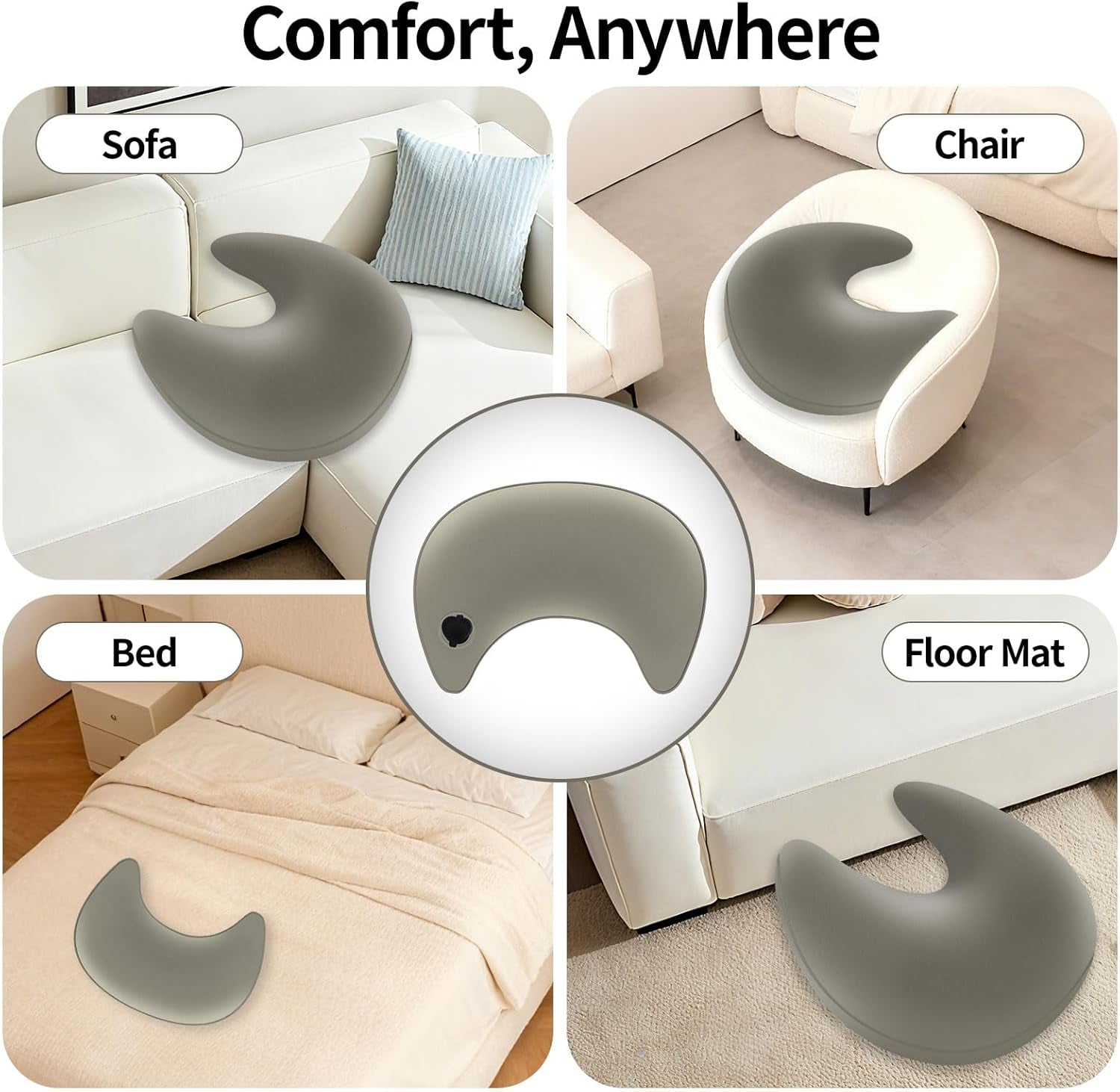 Pernă de citit și pernă de gaming, pernă de citit gonflabilă portabilă cu geantă de depozitare, pernă ergonomică de croșetat pentru citit, joacă, croșetat și lucru