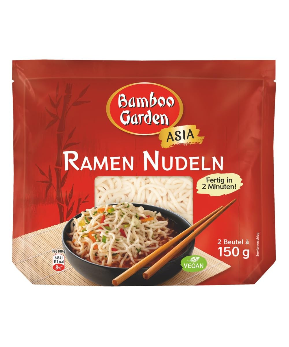 Bamboo Garden - Precooked Ramen Noodles | Ready in 2 minutes | Vegans | 300g in a bag