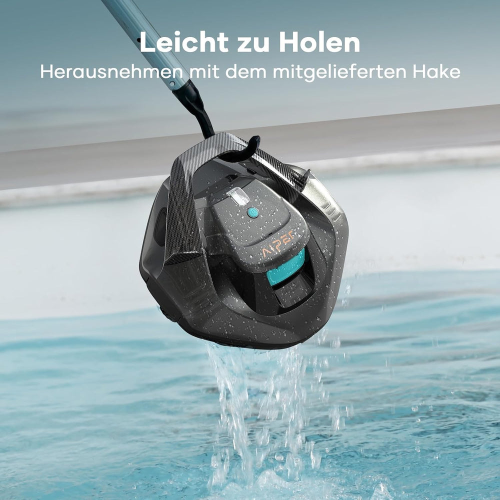 AIPER Pool Robot, Cordless Pool Cleaner with Battery, 90 Minute Runtime, Automatic Parking, Dual Drive Motors and LED Indicators, Ideal for Flat Bottom Pools up to 80m²