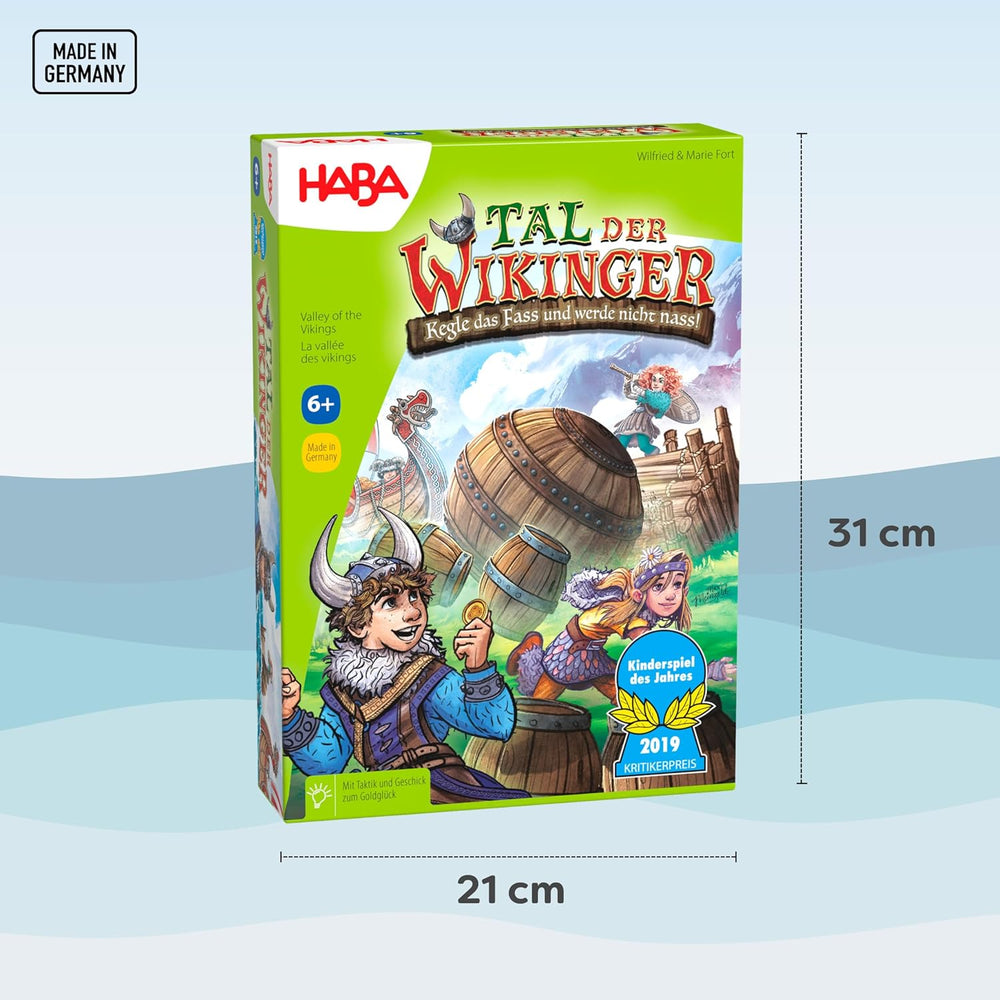 HABA Valley of the Vikings - Fast Dexterity Board Game Ages 6+ for 2-4 Players - XXL Game Board and 3D Viking Ships - Promotes Tactics and Courage - 1304697001