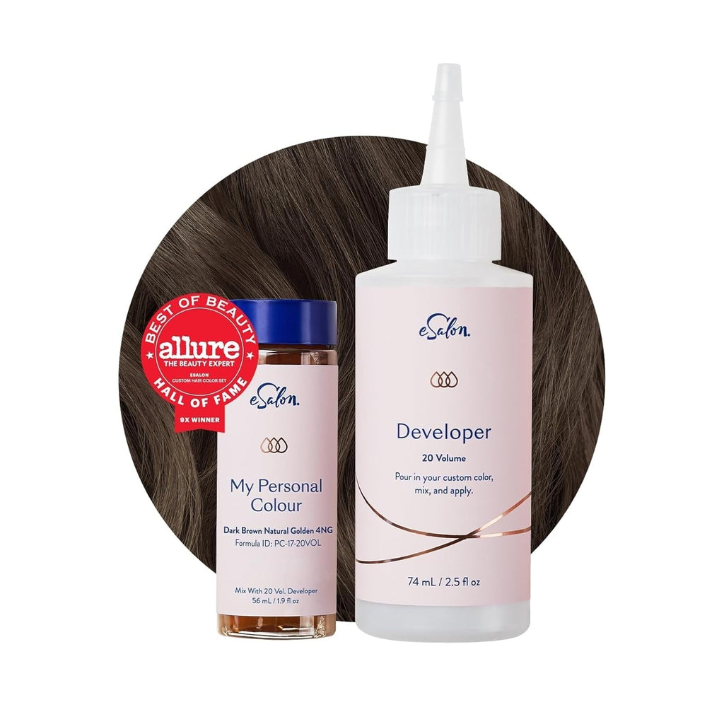 Set colorant permanent pentru păr, 100% acoperire gri, colorare la domiciliu, 0% amoniac vopsele de păr, vopsele de păr multidimensionale, vopsele de păr profesionale Vopsea pentru par Naty Shop Maro închis aur natural 4Ng