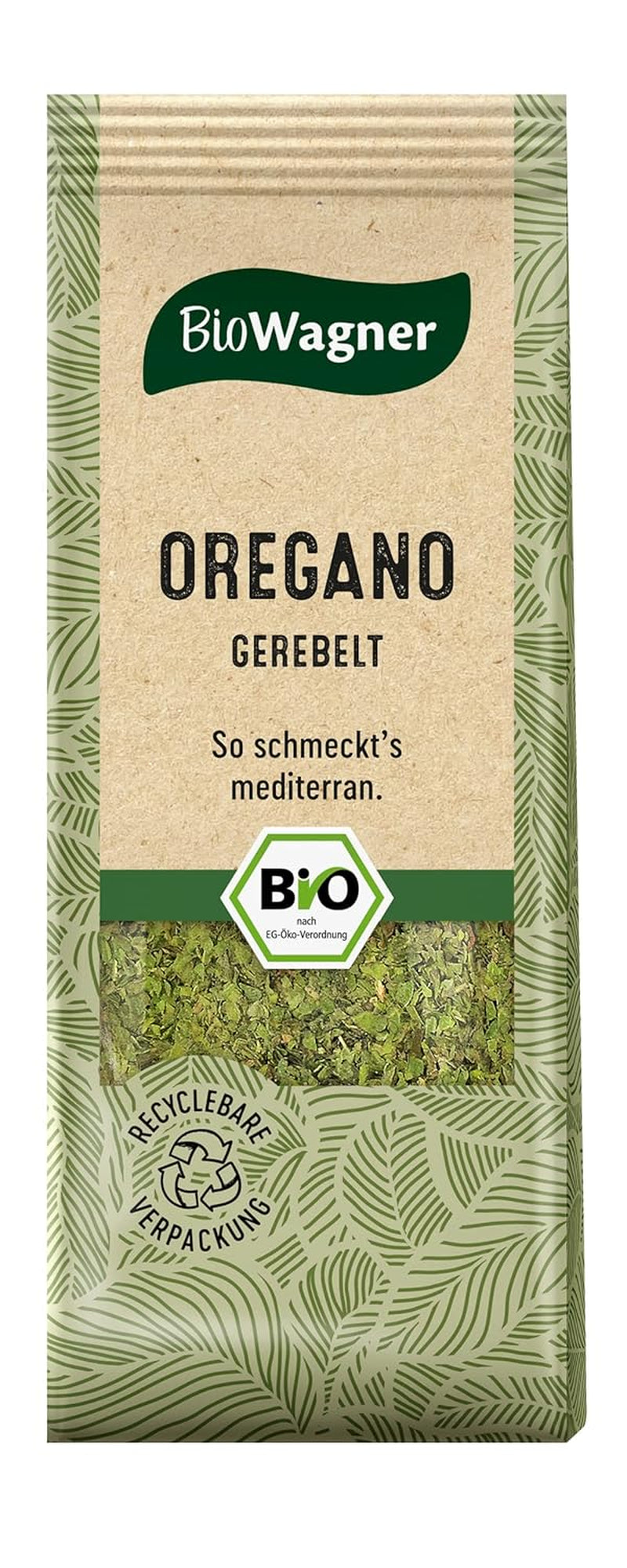 BioWagner - Bio Oregano Gerebelt | Mediterranean Notes for Pizza, Pasta oder Fleischgerichte | naturbelassene Bio-Zutaten | recyclable Verpackung | 10 g