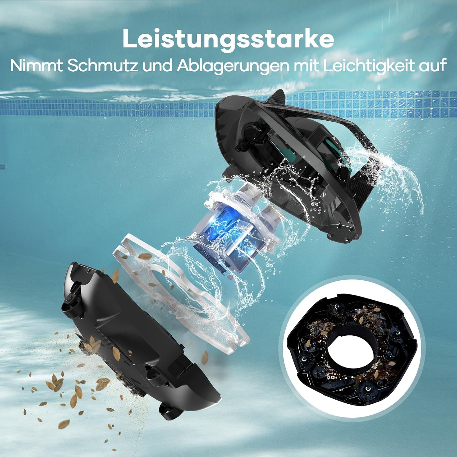 AIPER Pool Robot, Cordless Pool Cleaner with Battery, 90 Minute Runtime, Automatic Parking, Dual Drive Motors and LED Indicators, Ideal for Flat Bottom Pools up to 80m²