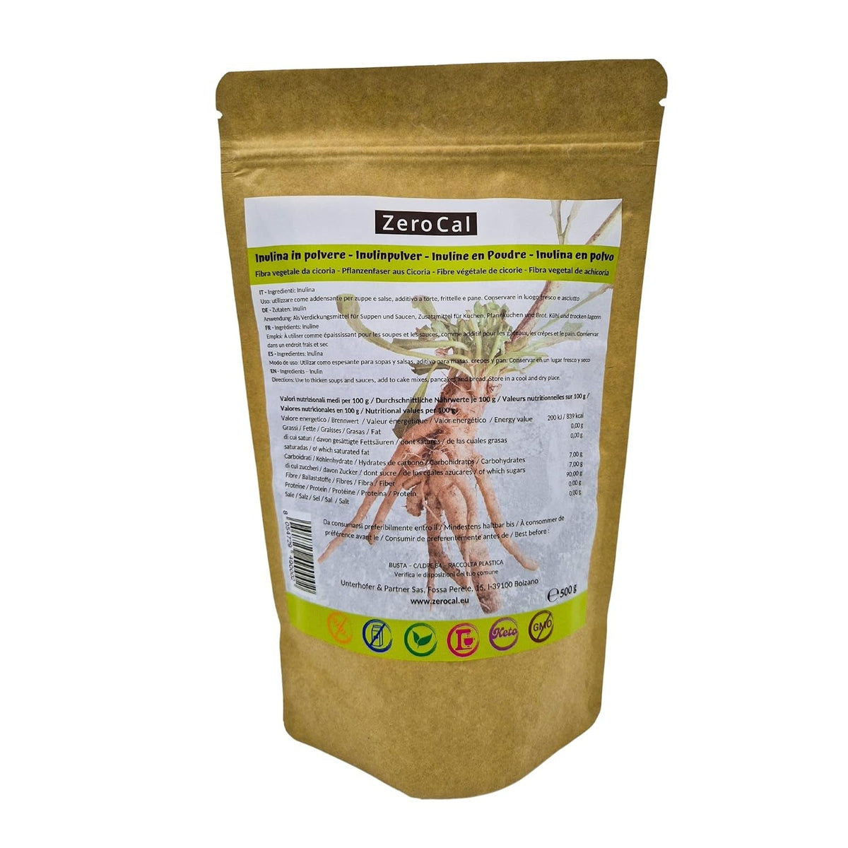 Zerocal - Inulin Powder From Chicory-Wurzel 500 G | Inulin Mit Hohem Ballaststoffgehalt |100% Vegan Und Glutenfrei |Herkunft Deutschland Sweeteners Naty Shop Default Title