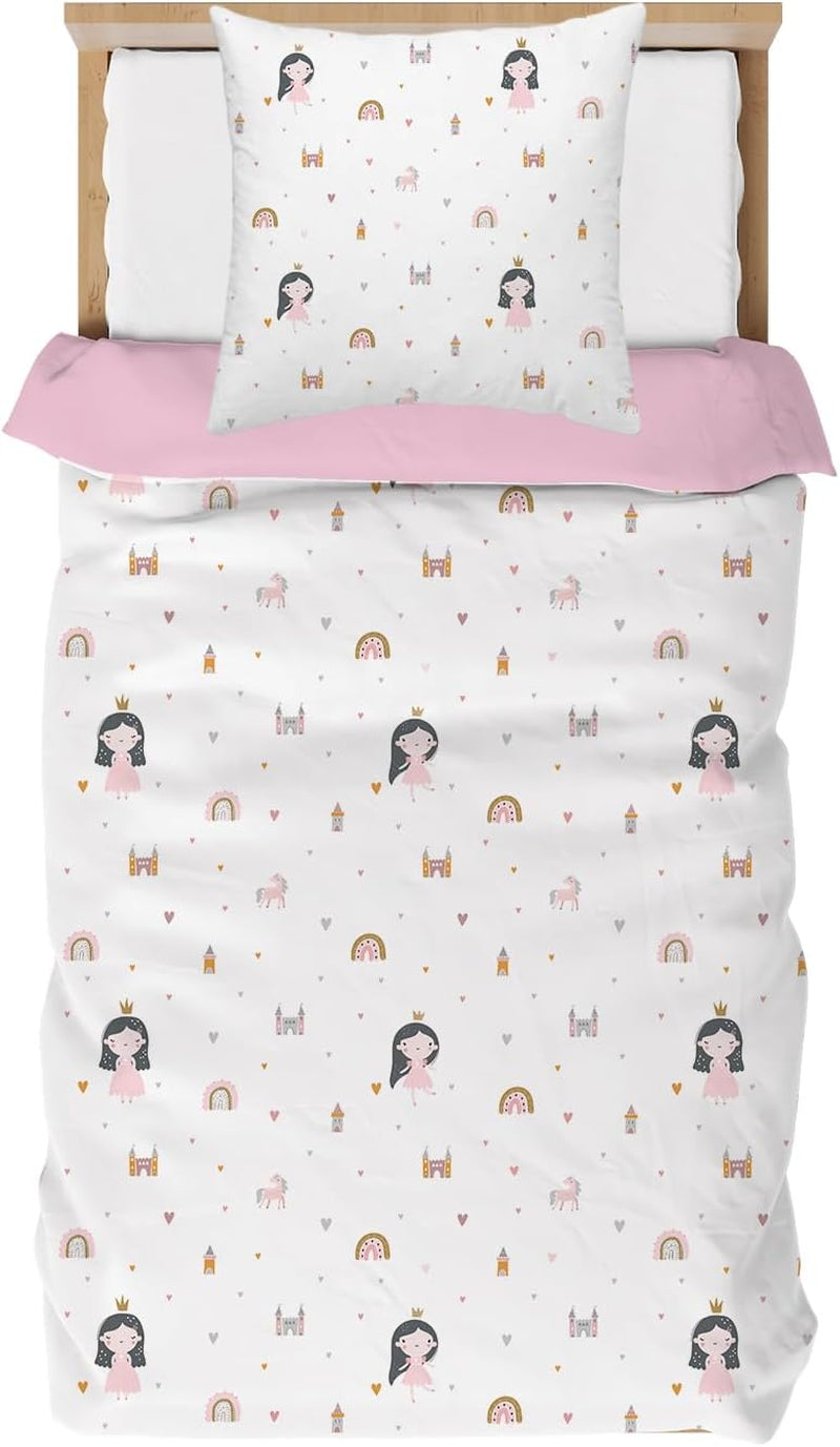 Lenjerie de pat pentru fetite, diverse modele specifice, microfibre din poliester Lenjerie de pat - copii Naty Shop Prințesă 135X200 Cm