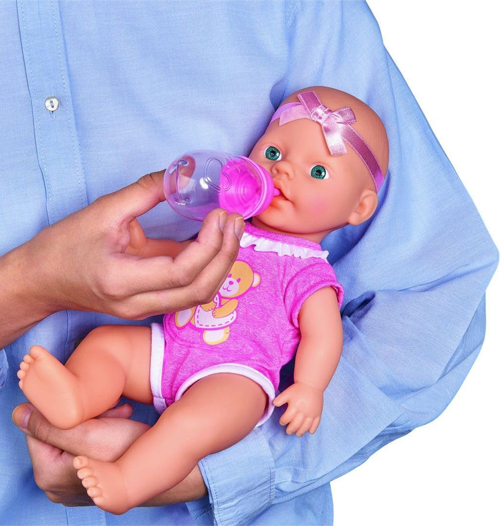 Simba 105030069 - New Born Baby Doll, vinyl doll with drinking and feeding function, with birth certificate and accessories, 4 pieces, 30 cm, doll, from 3 years Naty Shop Dolls