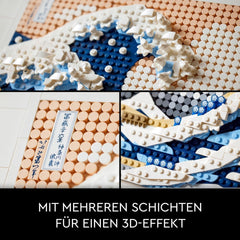 LEGO 31208 Art Hokusai - The Great Wave 3D Japanese Wall Decorations Craft Set Framed Ocean Canvas Adult Hobbies DYI Home Office Decorations Building Kits Besuche den LEGO-Store