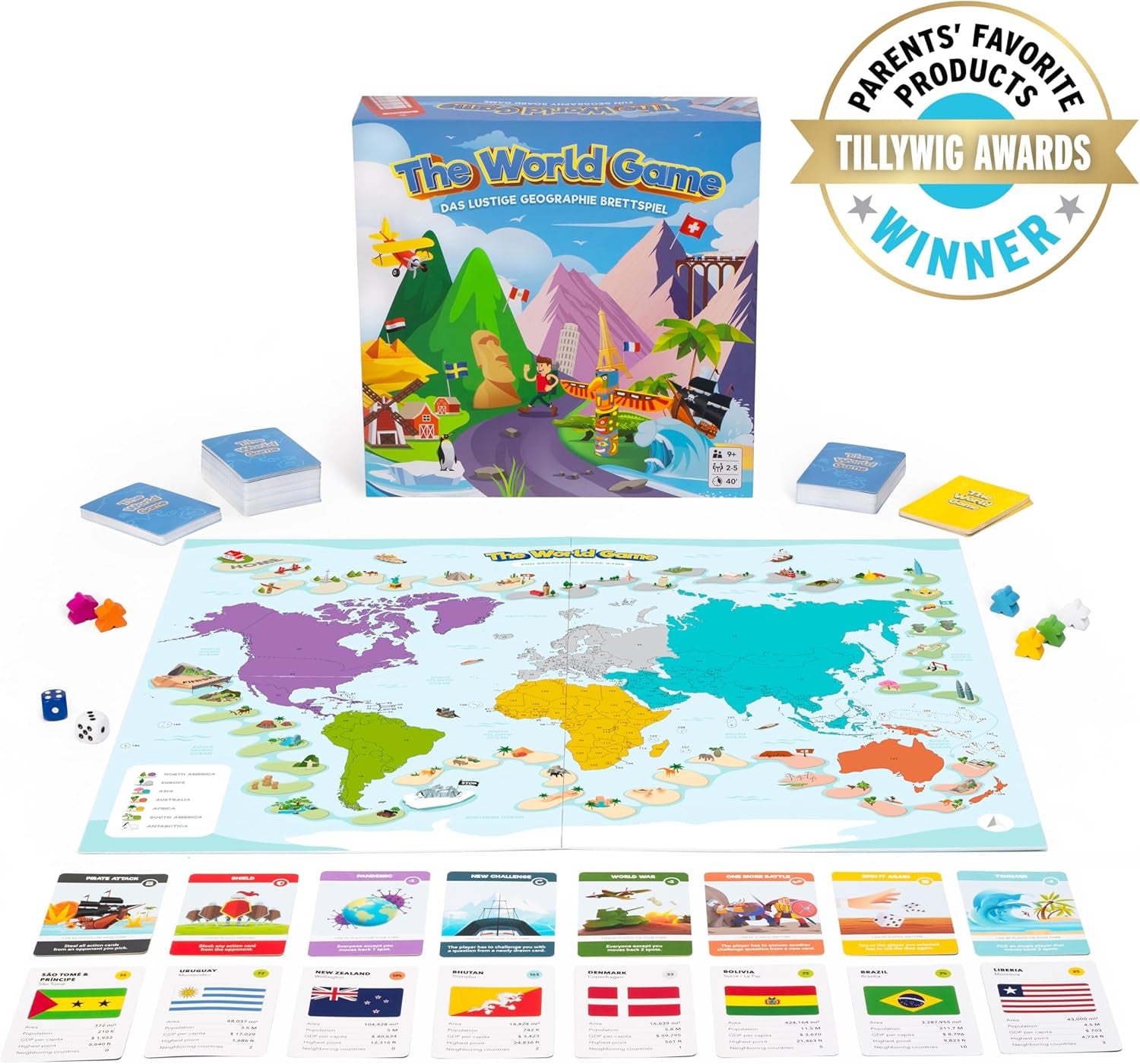 World Game - Fun Geography Board Game - World Learning Game for Kids and Adults - Cool Gift Idea for Teens - German