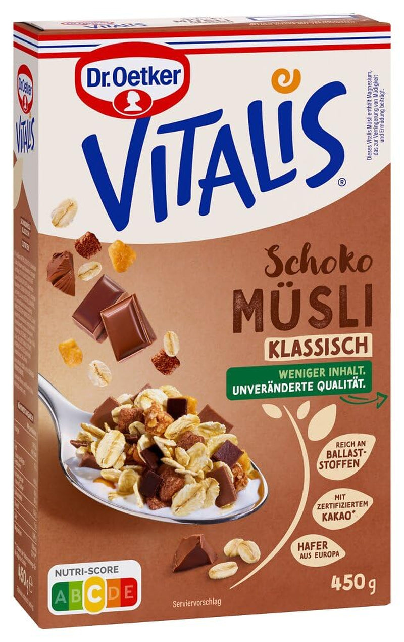 Dr. Oetker Vitalis Chocolate Muesli Classic: Breakfast muesli with milk and dark chocolate, pack of 7 (7 x 600g)