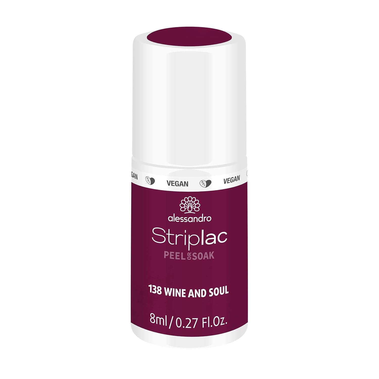 UV nail polish alessandro Striplac Elegant Ruby - Delicate and long-lasting - Easy removal thanks to peel-off removal technology - Vegan and cruelty-free - 8 ml