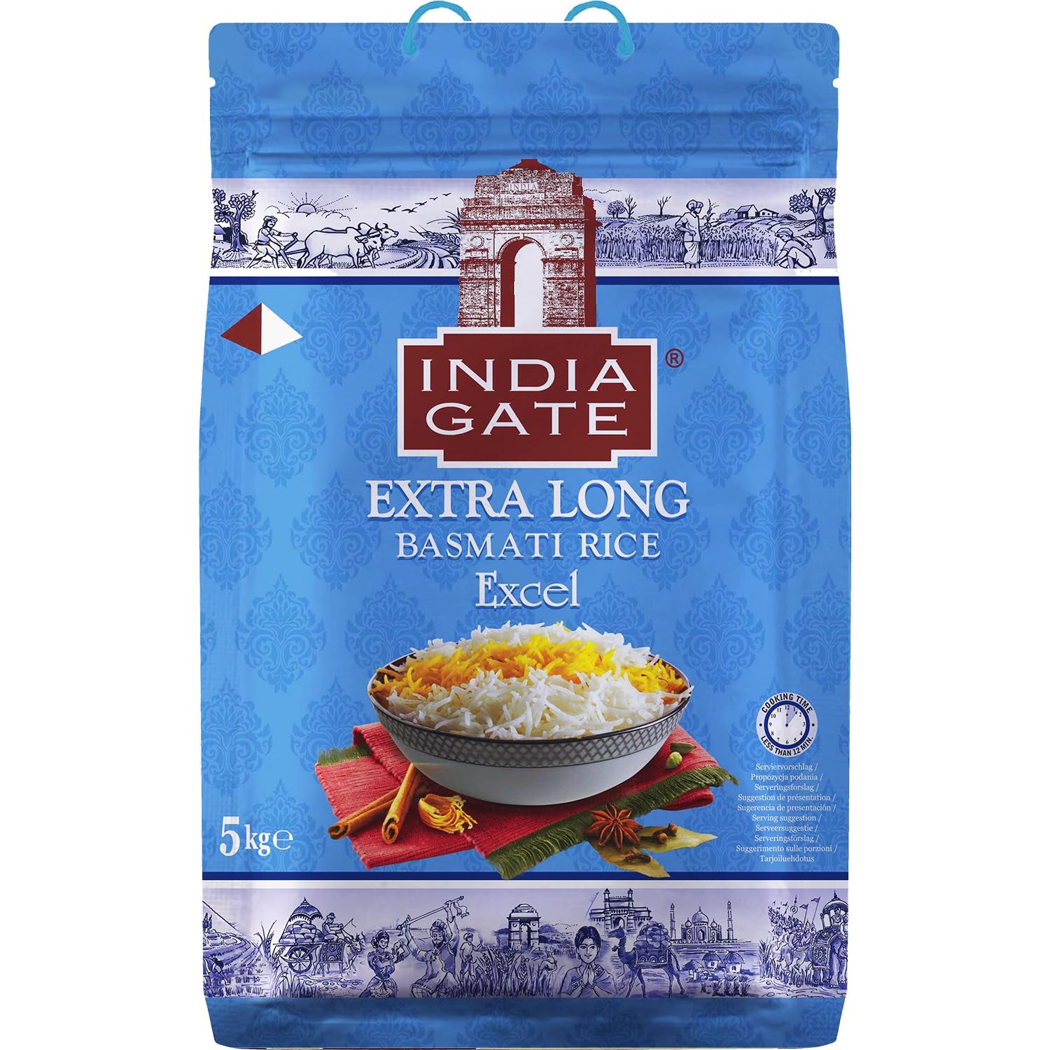 INDIA GATE Premium Basmati Rice – Long grain fine, aromatic rice from India, fine long grain (1 x 5 kg)