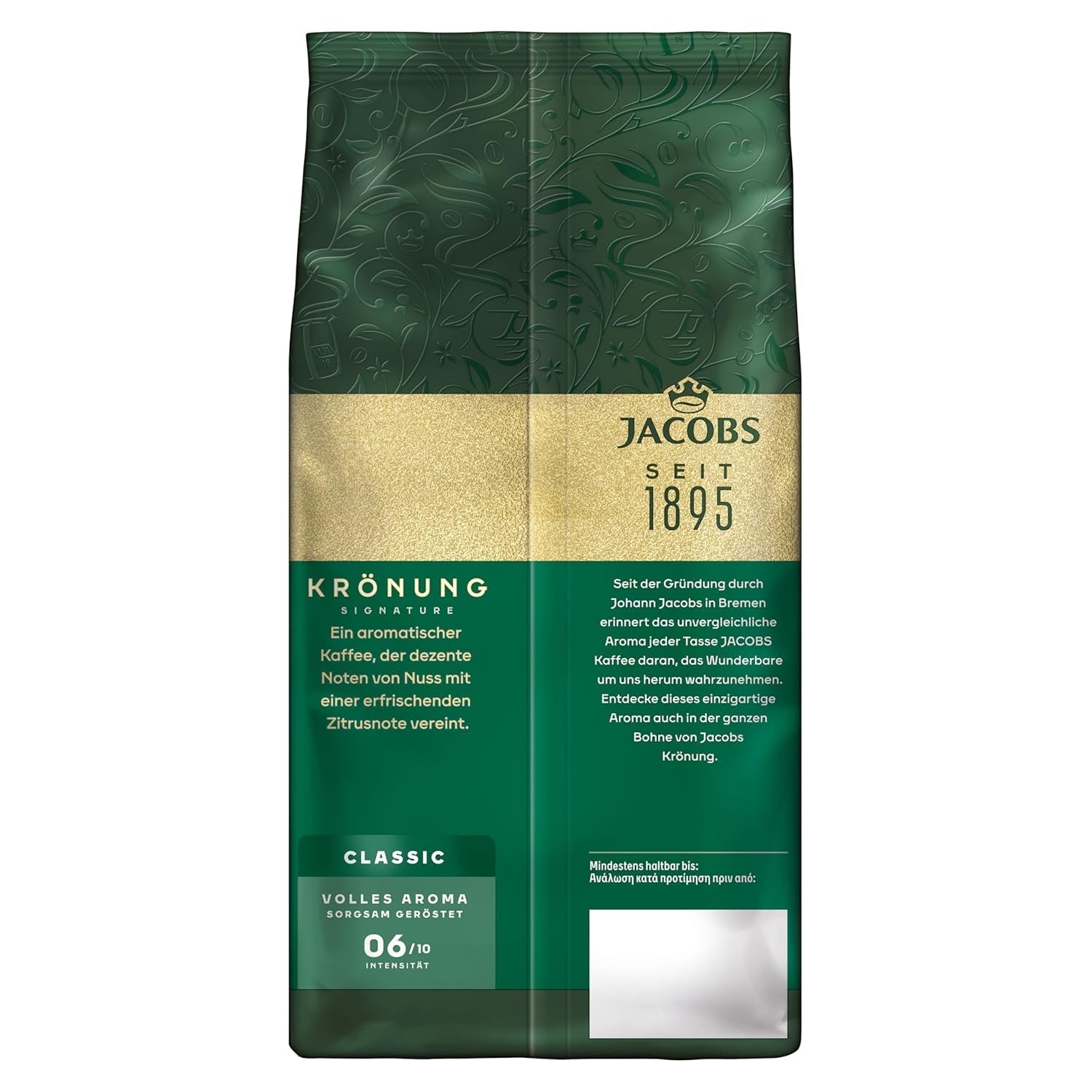 Jacobs Krönung Aroma Beans Classic, aromă completă, nuci, note citrice, boabe Arabica & Robusta, intensitate 6/10, ideal pentru cafeaua clasică Cafea Naty Shop