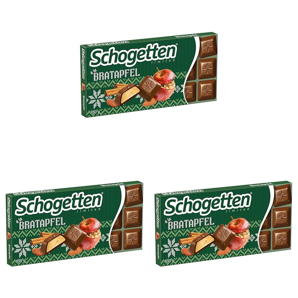 Schogetten Winter edition with ripe apples I Chocolate bar 100g I with milk chocolate and in convenient individual pieces