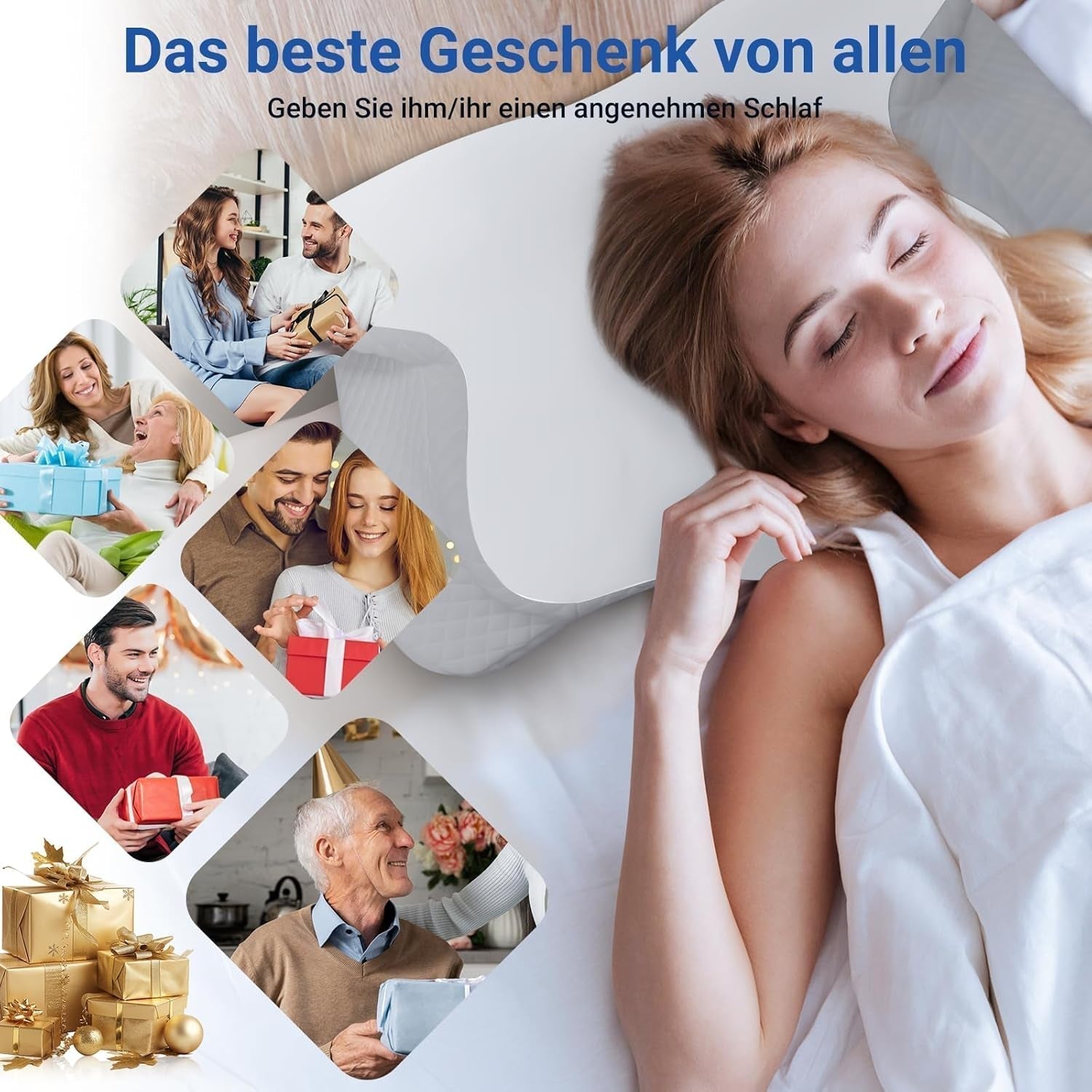 NVKHG Memory Foam Pillow Ergonomic Neck Pillow Head Pillow, Memory Foam Pillow Head Pillow For Side, Back & Stomach Sleeper To Improve Sleep Quality, 60X41X13/11Cm Perne ortopedice cervicale Naty Shop