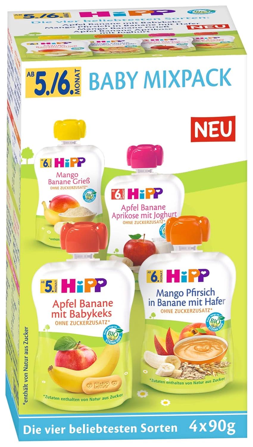 Hipp Organic Fruit & Cereal in squeeze bag for babies, 16 x 90 grams Mother and Child Naty Shop