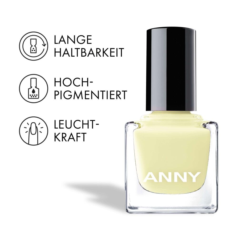 ANNY Nail Polish - High quality long-lasting, chip-resistant and quick-drying colored nail polish, color: Lemon Talk - 15 ml