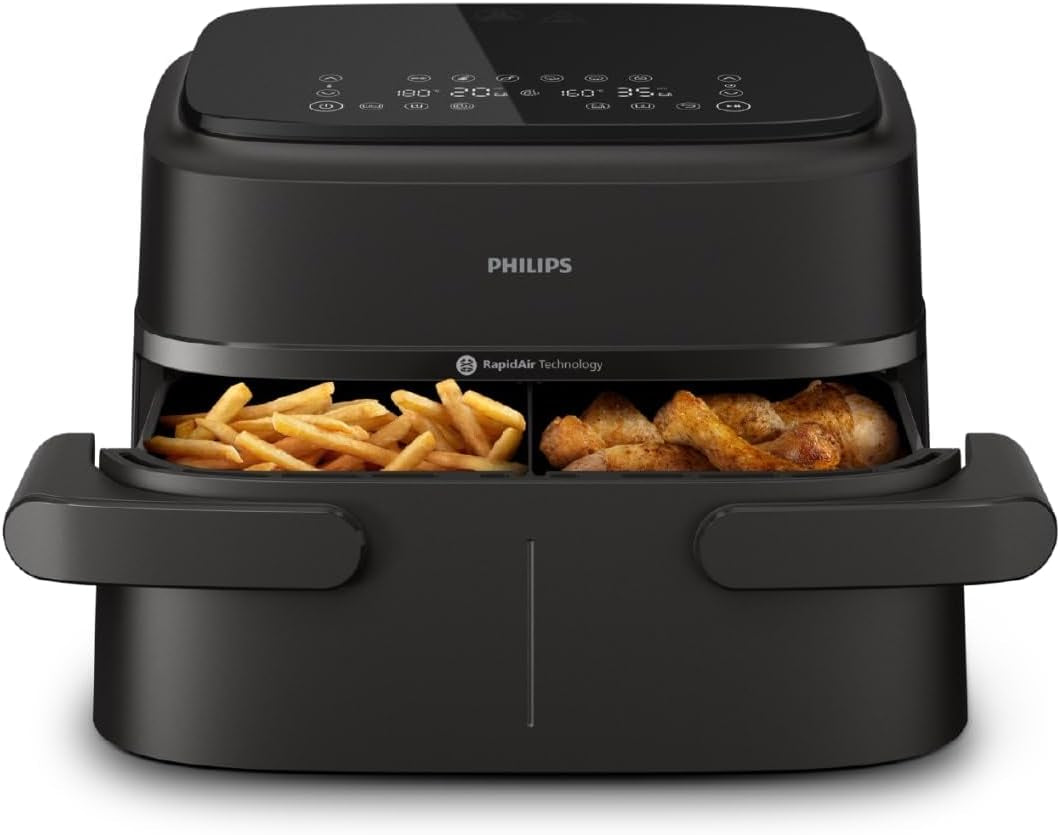 Philips Airfryer Dual Basket 3000 Series, 9L, 2 baskets, 2 dishes ready at the same time, Rapidair plus hot air technology Appliances Naty Shop Flex Basket 7.1 L