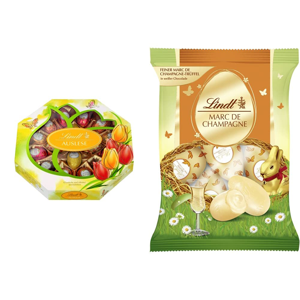 Chocolate Selection Eggs | 288 g | 2 x Crested Eggs and Chocolate Truffles | 3 x 90g | The finest Marc de Champagne truffles in White Chocolate | Easter Chocolate | Gift of Chocolate