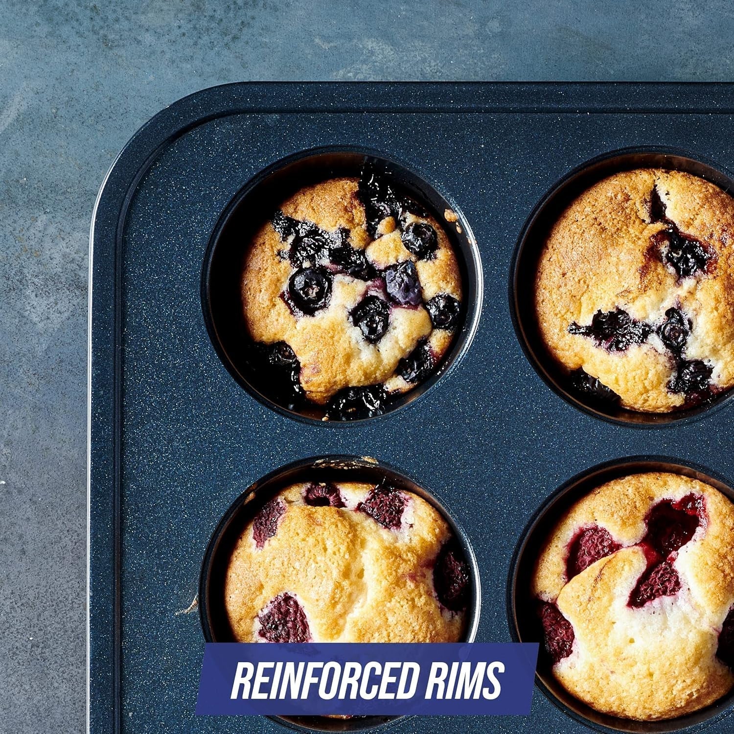 Blue Diamond Bakeware 12Er Muffinform Mit Antihaftbeschichtung, Blau Molds and baking trays Naty Shop