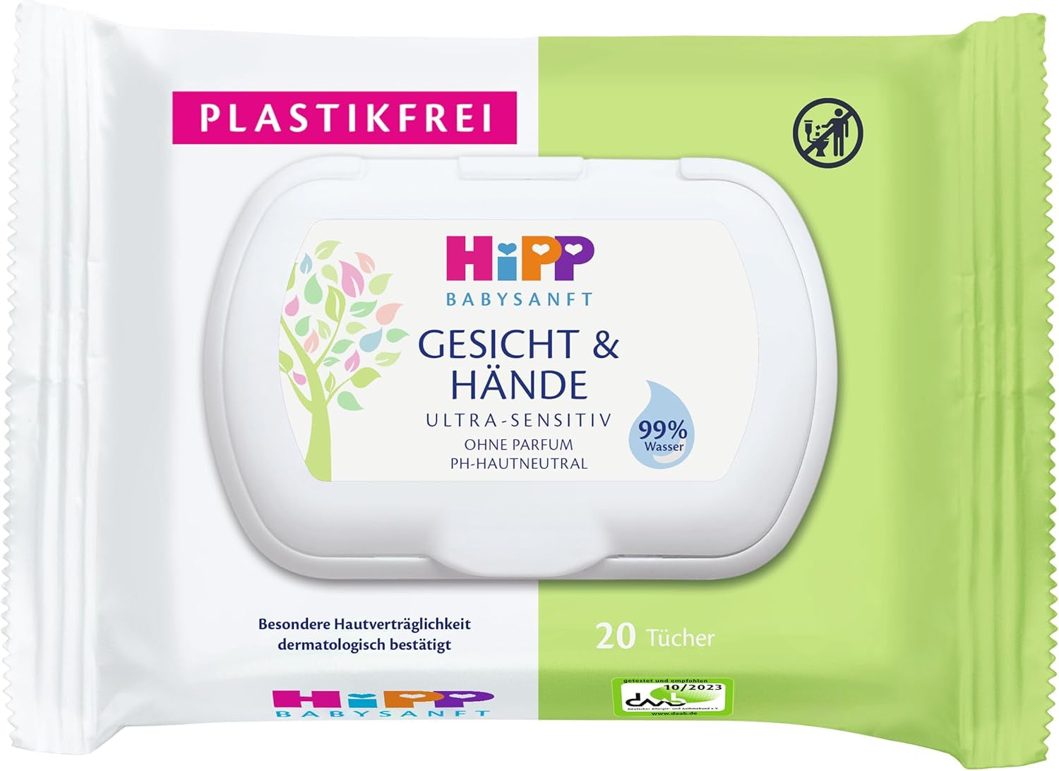 HiPP Baby Soft Wet Wipes for Face and Hands, Pack of 12 (12 x 20 Pieces)