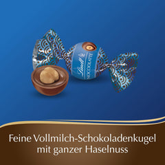 Lindt Roulette Ball Nocciolatte, milk chocolate with hazelnut cream filling and whole hazelnuts, 3000g