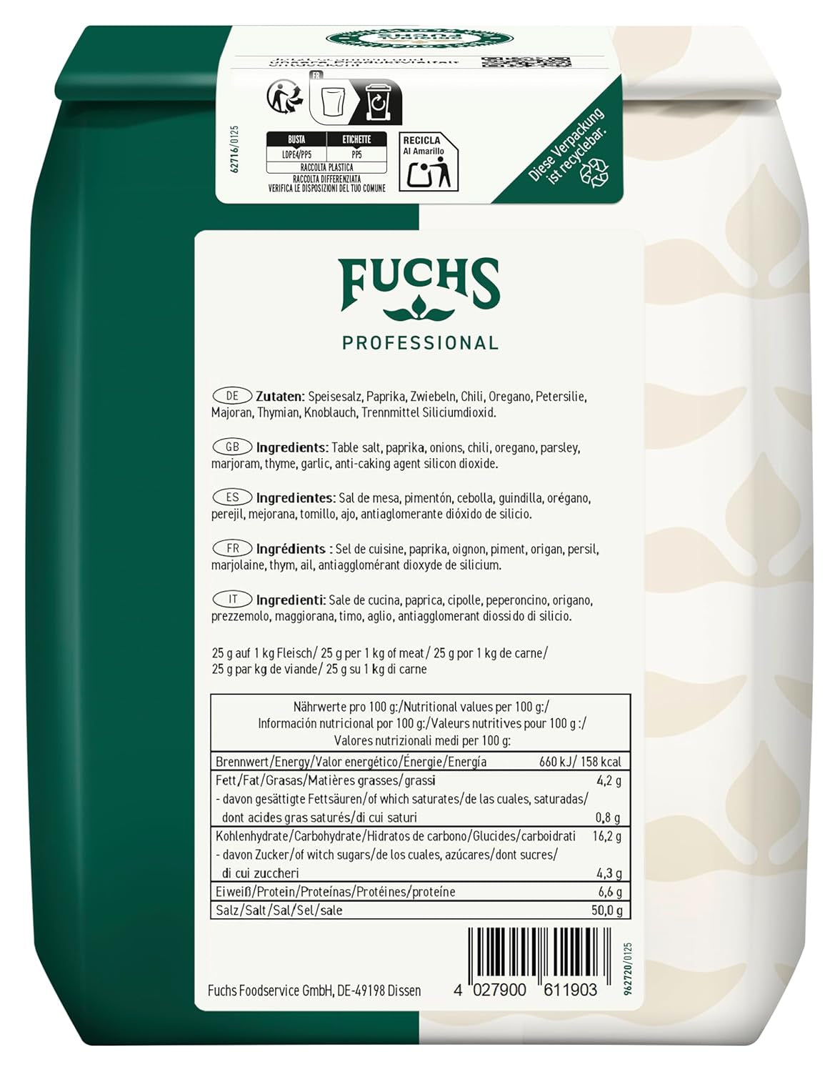 - Gyros Gewürzsalz | Gewürz für griechische Fleisch-Gerichte | Profi-Qualität für Großverbraucher | 1 kg im recyclable bag
