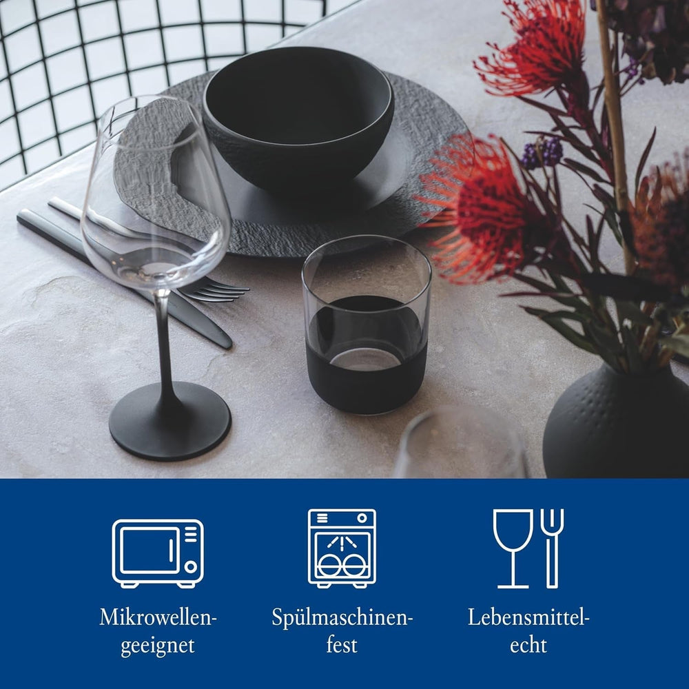 Villeroy & Boch – Manufacture Rock Starter-Set 6 Teilig Schwarz, Spülmaschinenfest, Mikrowellensicher, Geschirr Set Schwarz Matt, Tafelservice, Essgeschirr, Premium Porzellan Tableware Sets Naty Shop