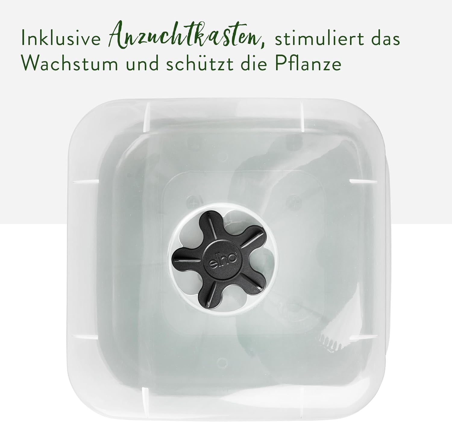 elho Green Basics Ghiveci Pătrat pentru Răsaduri Allin1 15 - Ghiveci pentru Flori pentru Cultivare - 100% Plastic Reciclat - Ø 15.0 x H 12.1 cm - Verde/Verde Frunză