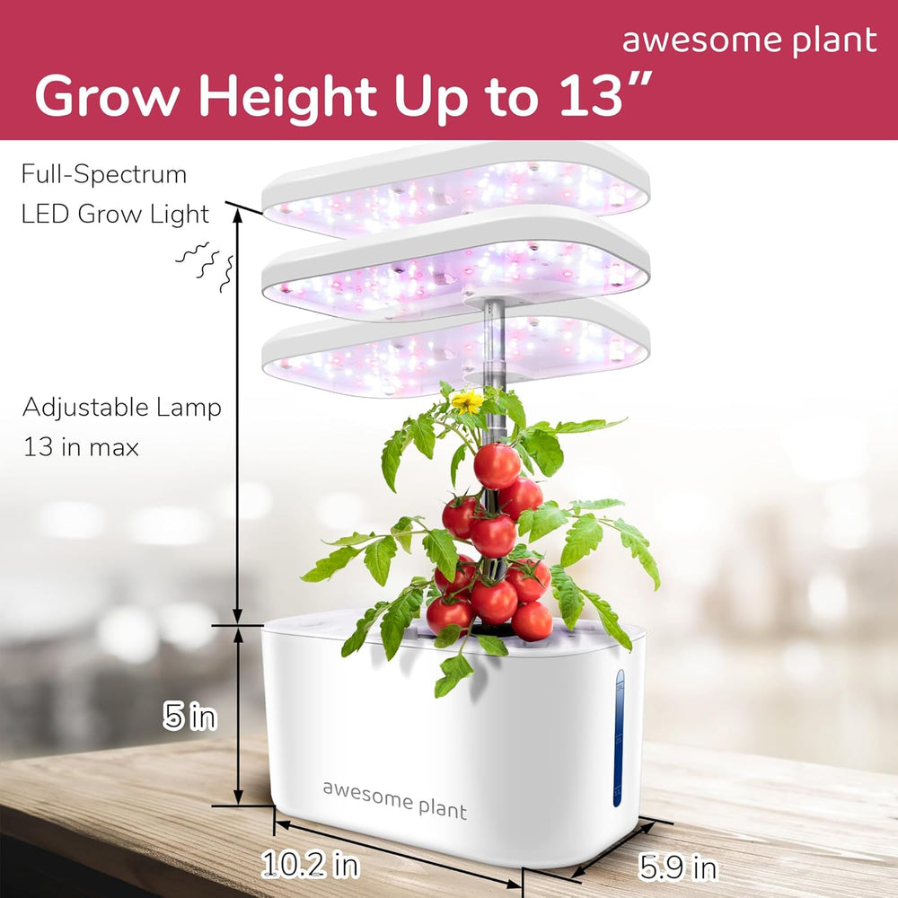 6Pro Hydroponic Grow System Kit (6 Capsules), Indoor Gardening Kit with 3L Water Tank, 3 Growing Modes and Silent Pump, Home Herb and Salad Growing Kit, Adjustable Height Up to 33.0cm, White