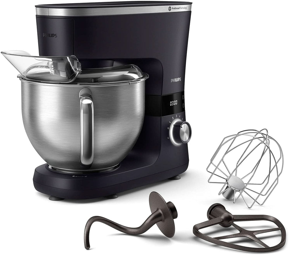 Philips 7000 Series Küchenmaschine - 5.5 Liter, 1000 Watt, 8 Speeds, Proknead Technologie, Rezepte, LED Smart Timer, Knethaken, Schneebesen Und Rührbesen (HR7962/01) Mother and Child Naty Shop