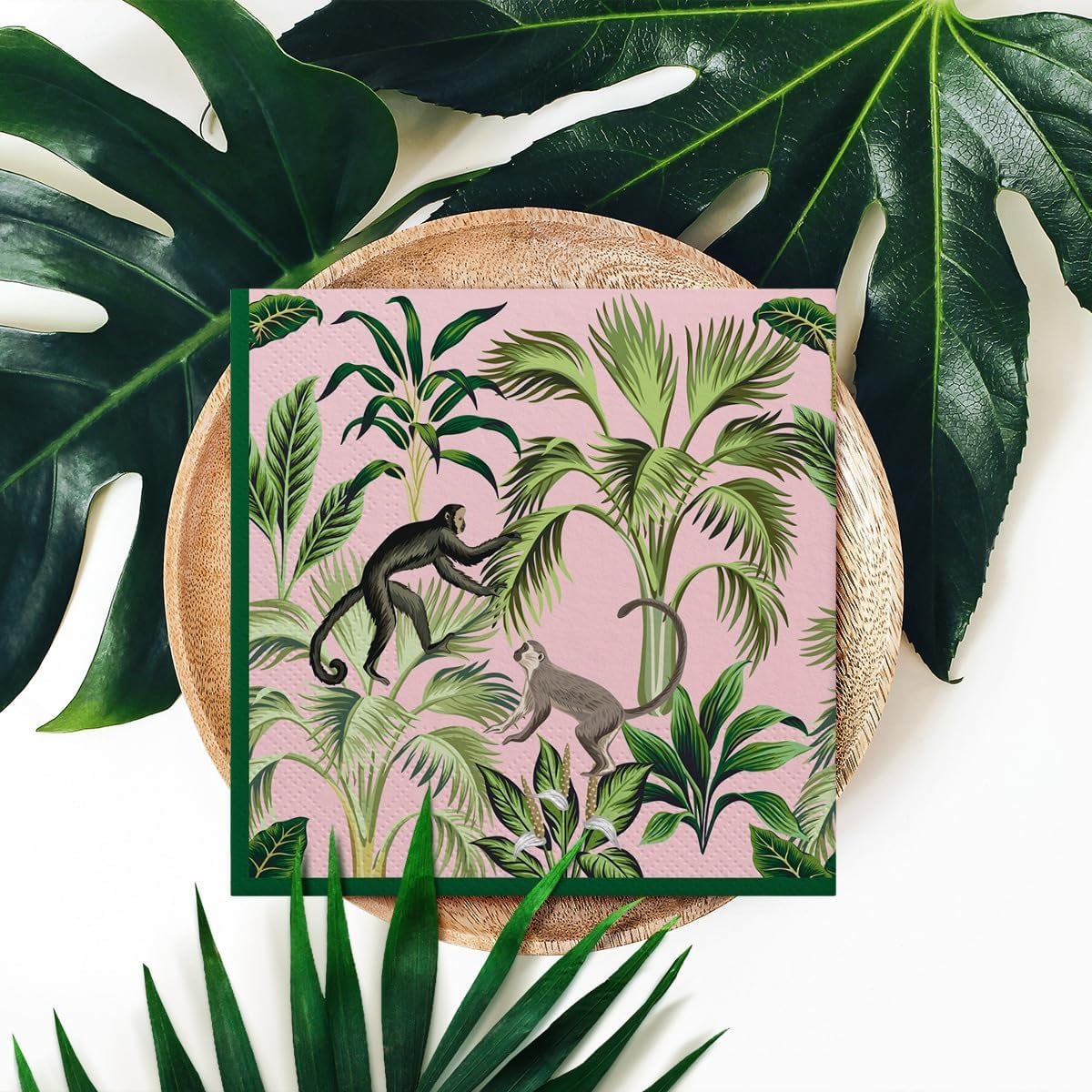 PAW - Șervețele 3 straturi (33 X 33 Cm) I 20 bucăți I Perfect pentru zile de naștere, petreceri, nunți, comuniuni și sărbători I Decorațiuni de masă șervețele de hârtie colorate - Monkey Jungle Fauna & Flora I Monkey Fun