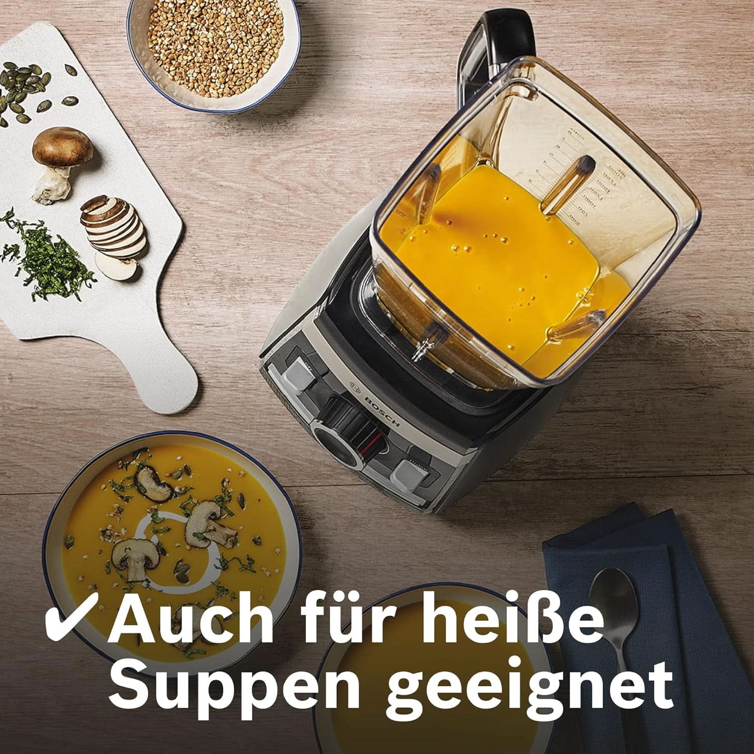 Bosch Standmixer Vitaboost MMBH6P6BDE, 6-Klingen-Edelstahlmesser, 2.5L Tritan-Mixbehälter, Stopfer, 6 Automatikprogramme, Rezeptbuch, Bpa-Frei, Einfache Reinigung, 45,000 U/Min, 1600 W, Schwarz Bucatarie Naty Shop