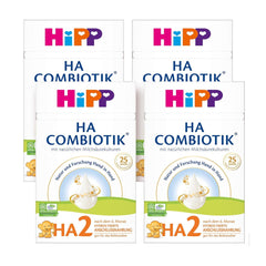 HiPP HA 2 Combiotik (4 x 600g) - Follow-up formula after 6 months, with natural cultures of lactic acid, valuable dietary fibers (GOS), Omega-3, hydrolyzed proteins for sensitive immune systems