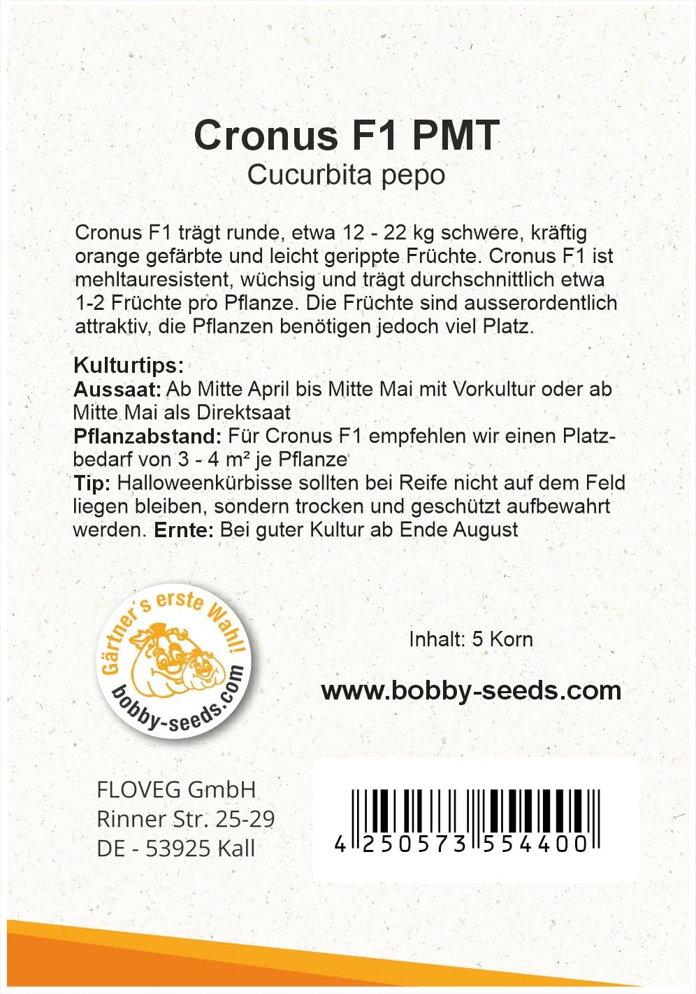 Cronus PMT F1 Kürbissamen Von Bobby-Seeds, Portion