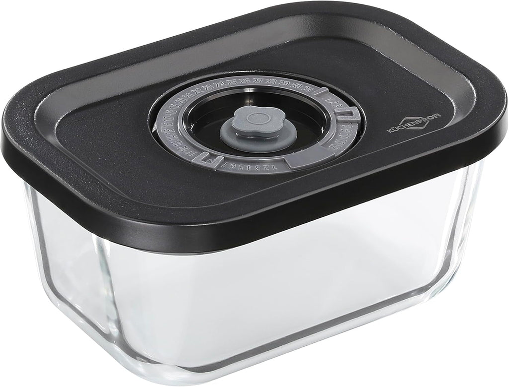 Set de vid Küchenprofi EASYFRESH | Set din 7 piese | 1x pompă electrică de vid, 1x borcan de vid S, M și L, 3x pungi de vid 22x21 cm | sticlă borosilicată, plastic de înaltă calitate | preparare și depozitare Cutii depozitare alimente Naty Shop Cutie de vid S