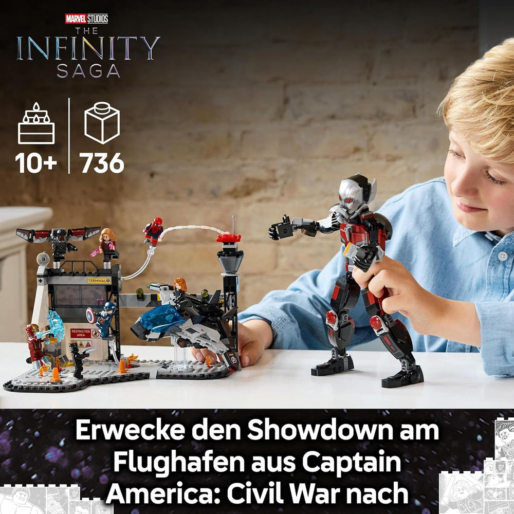 LEGO Marvel Captain America: Civil War Action Duel - Superhero Playset with 8 Minifigures - Toy Airplane Building and Play Set - Gift for Boys and Girls 76314 Building Sets Besuche den LEGO-Store