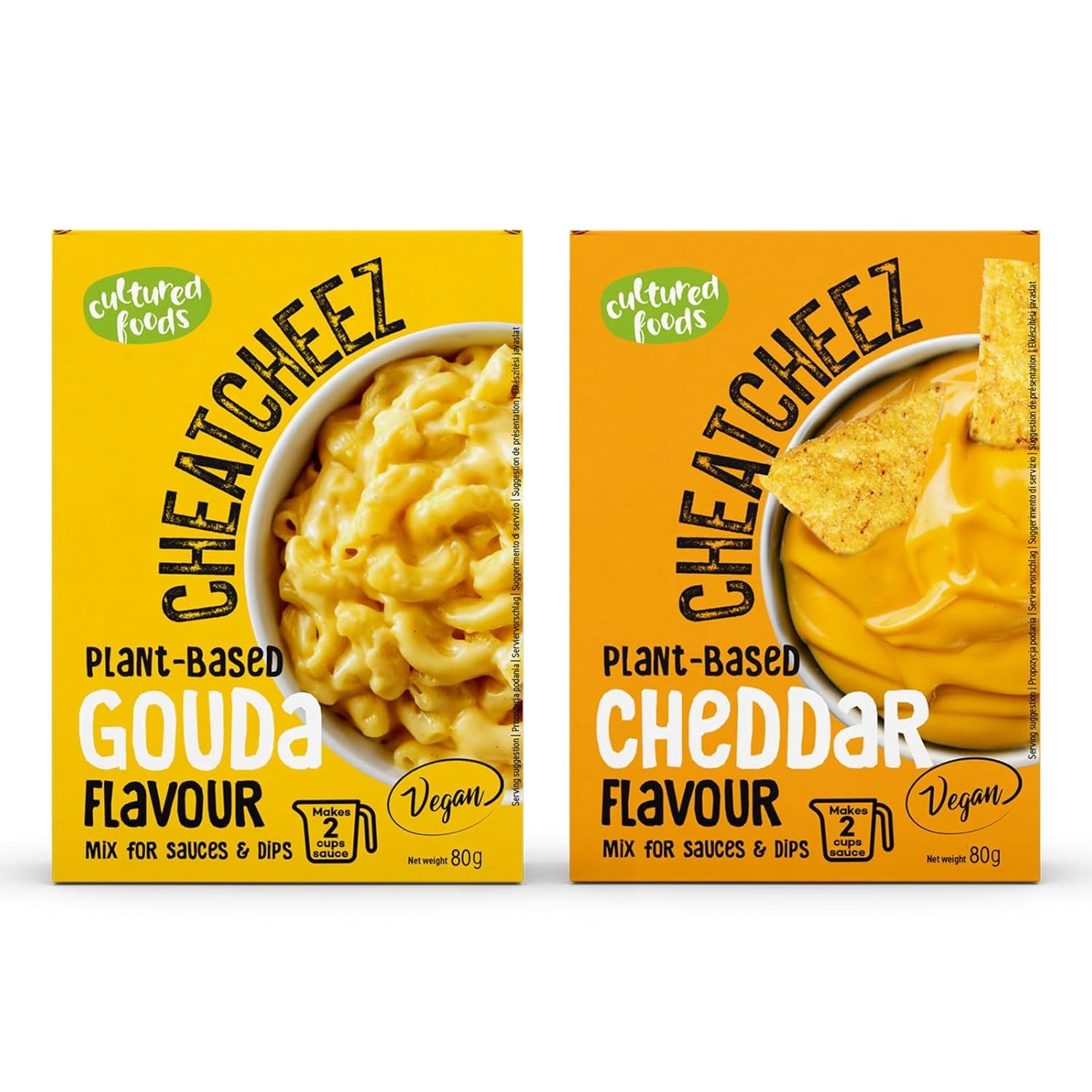 Cultured Foods Veganer Käse Käseersatz Laktosefrei Glutenfrei 2-er Set Gouda Und Cheddar CHEATCHEEZ