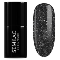 Semilac UV Nail Polish 394 Sparkling Midnight Date 7 ml - Dark night sky with glitter effect - Love Is In The Nails Collection