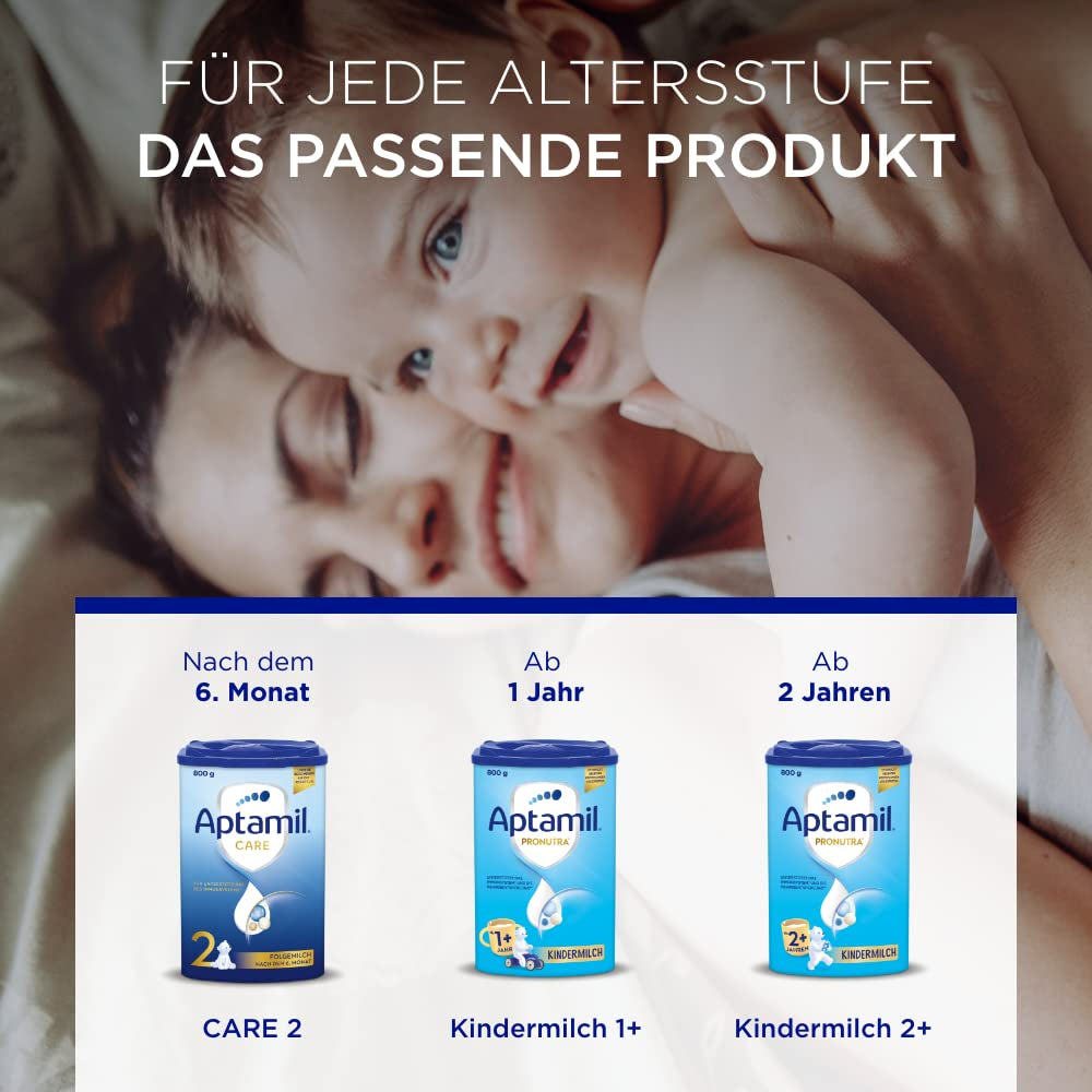 Aptamil Care 2 - Follow-on milk after 6 months, with Omega 3 and 6, DHA and ARA, palm oil free, baby food, milk powder, 1 x 800 g (pack of 3)
