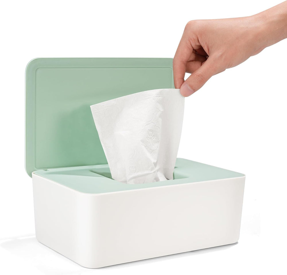 Wet Wipes Box with Lid, Wet Wipes Box, Baby Wet Wipes Dispenser, Waterproof and Sealed Storage Box, Wet Wipes Dispenser for Bathroom, Kitchen, White