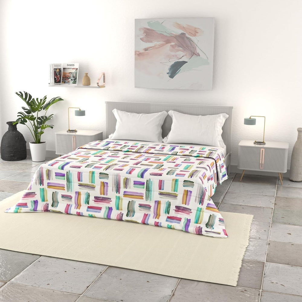 Italian bed linen basic summer quilt, printed microfiber, 250X240Cm, circle Quilts and quilts Naty Shop Multicolor 250X240Cm