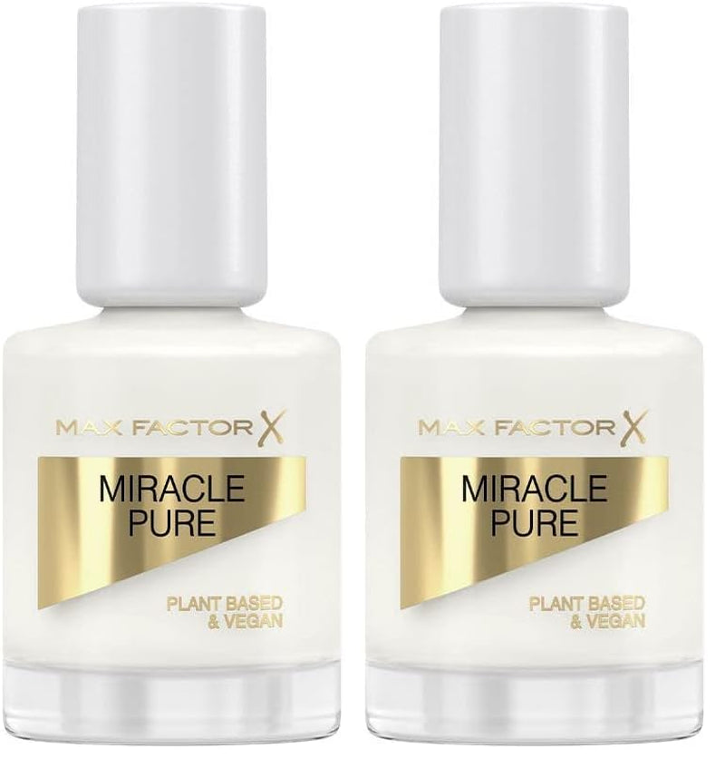 Max Factor Miracle Pure Nail Color 155 Coconut Milk Vegan Long Lasting Quick Dry Nail Polish 12ml (2 Pack)